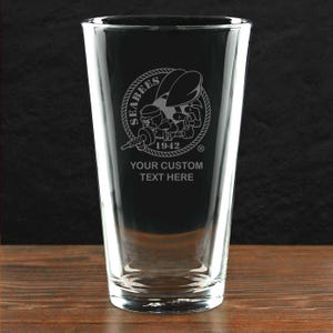 U.S. Navy Seabees Personalized 16 oz. USN Pint Beer Glass - Made in the USA