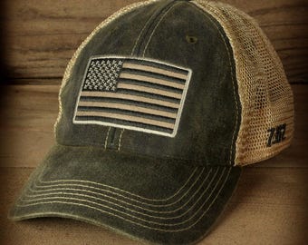 Tactical US Flag Vintage Trucker Hat