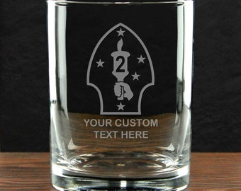 Verre à whisky personnalisé US Marine Corps - 2nd Marine Division - 14 oz