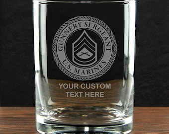 Personalized U.S. Marine Corps Gunnery Sergeant Whiskey Glass