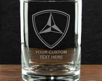 Personalized US Marine Corps Whiskey Glass - 3rd Marine Division - Officially Licensed