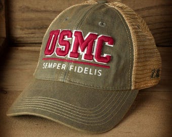 USMC 'Semper Fidelis' Vintage Trucker Hat - Grey
