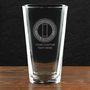 U.S. Marine Corps 2nd Lieutenant O-1 Personalized 16 oz. Beer Pint Glass - Made in the USA - Officially Licensed