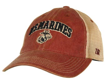 USMC Stretch Fit Trucker Cap Vintage Red
