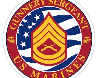 USMC E-7 Gunnery Sergeant 3.5" Decal by 7.62 Design