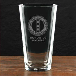 U.S. Marine Corps Chief Warrant Officer 4 W-4 Personalized 16 oz. Beer Pint Glass - Made in the USA - Officially Licensed