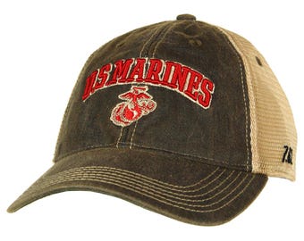USMC Stretch Fit Trucker Cap Vintage Black