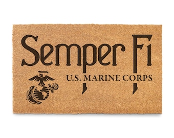 USMC Semper Fi 18 x 30 inch Coir Doormat - Made in the USA