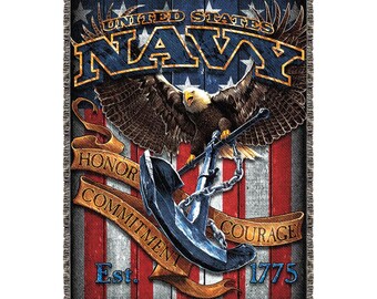 US Navy 'Fighting Eagle' 7.62 Design 53" x 70" Throw Blanket