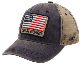 Casquette de camionneur vintage avec drapeau de la Garde côtière américaine