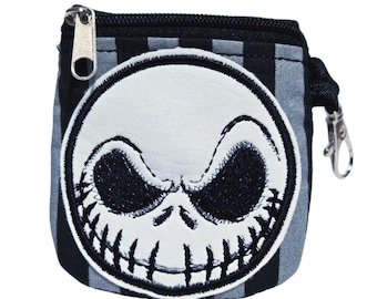 Jack Skellington- inspired Zipper pouch keychain for earbuds, change, and more!