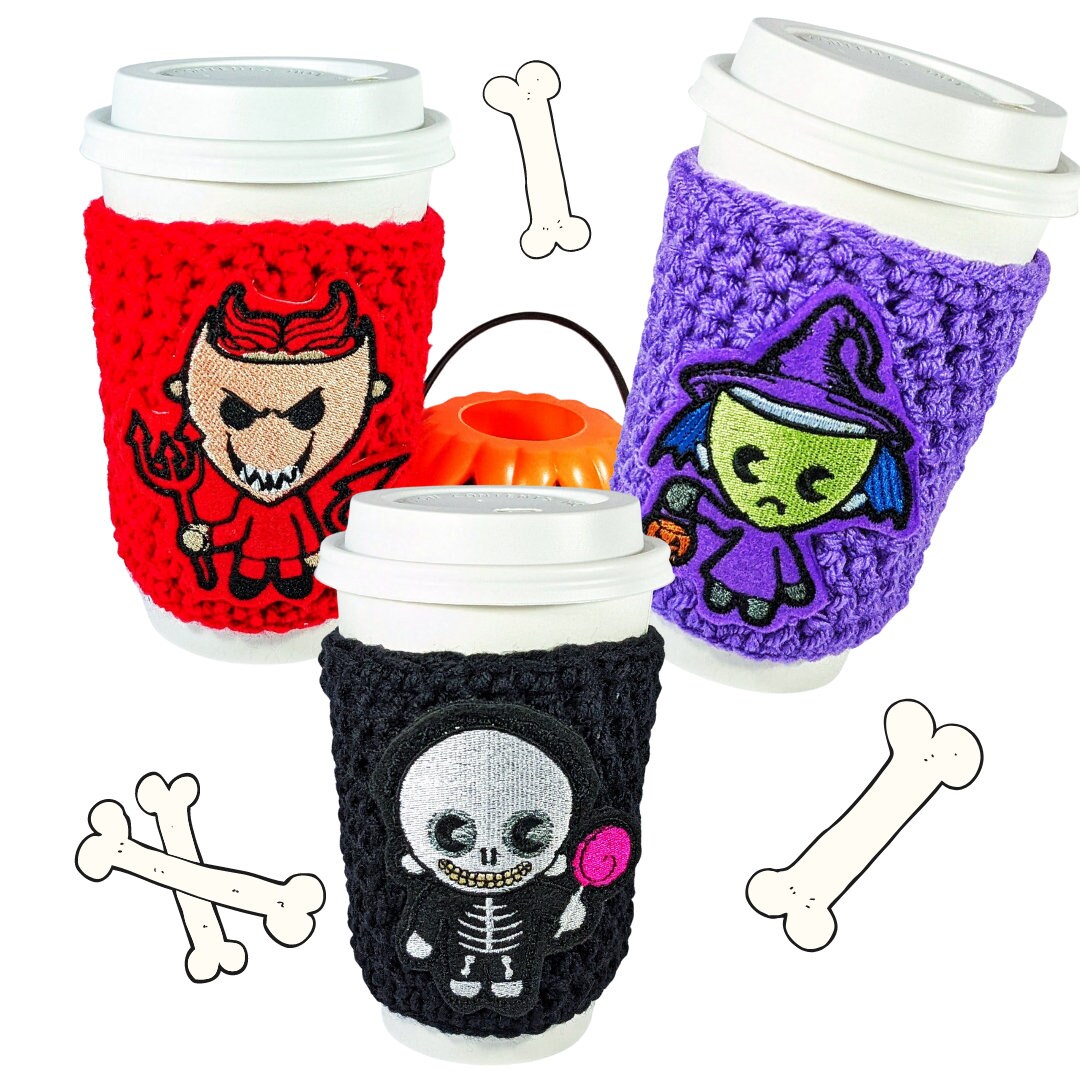 Nightmare Kids Inspired Lock Shock and Barrel Crochet Coffee Cozies Etsy
