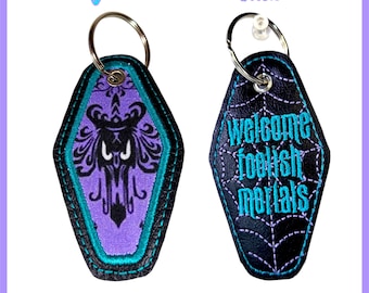The Haunted Mansion inspired Vintage Motel style Key fob, snap tab, bag tag