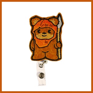 Ewok Inspired Retractable Badge Reel with Clear Vinyl Strap
