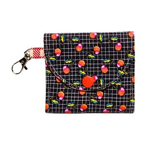 Rockabilly Kirschen 3-Pocket Leporello Innenreißverschluss, Druckknopfverschluss