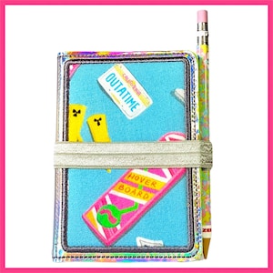Personalized Back to the Future inspired Mini Composition Book Cover with Pencil and book