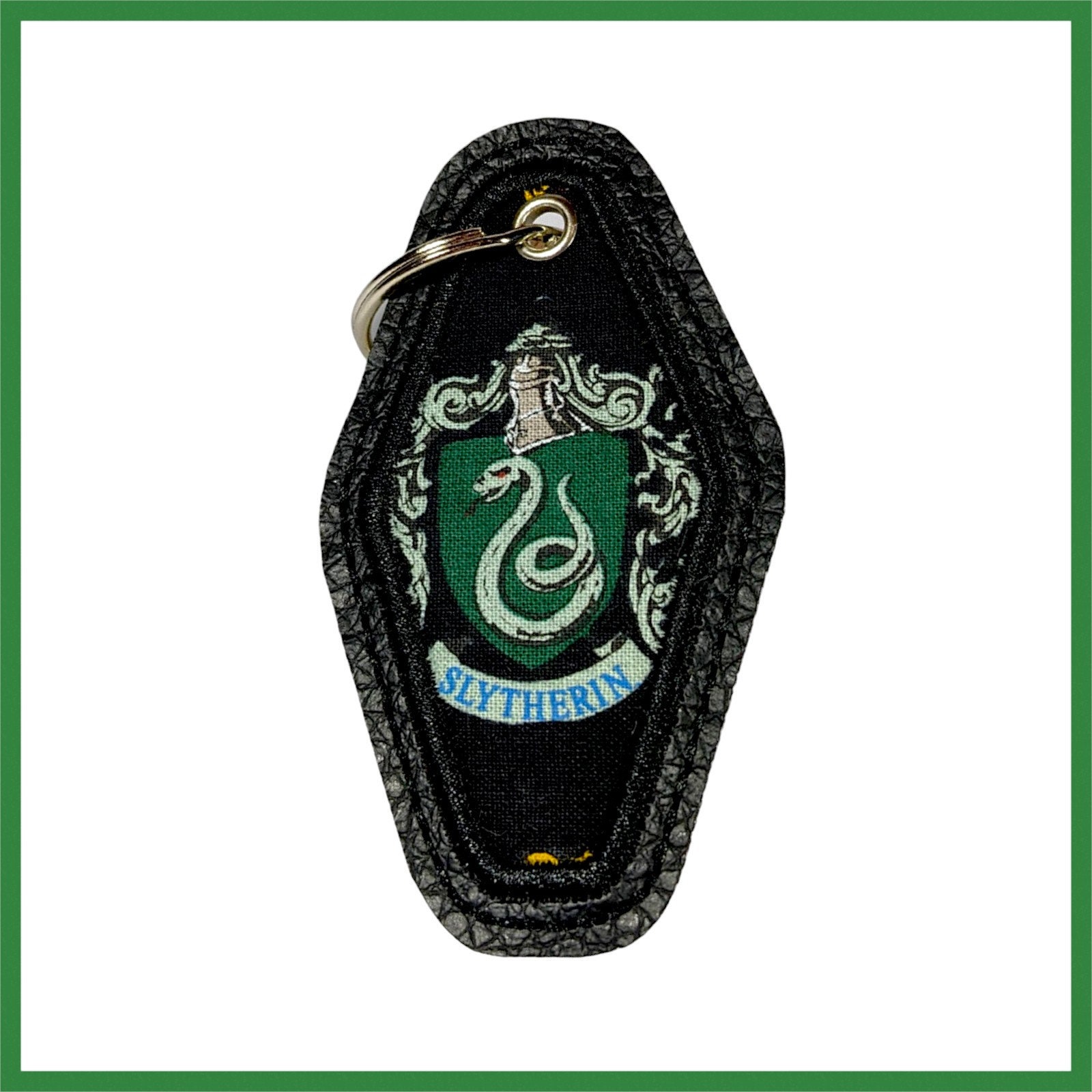 Slytherin inspired Vintage Motel style Key fob, snap tab, bag tag