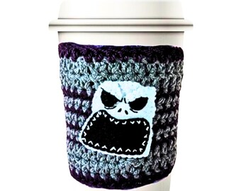 Funda de café de crochet inspirada en Jack Skellington