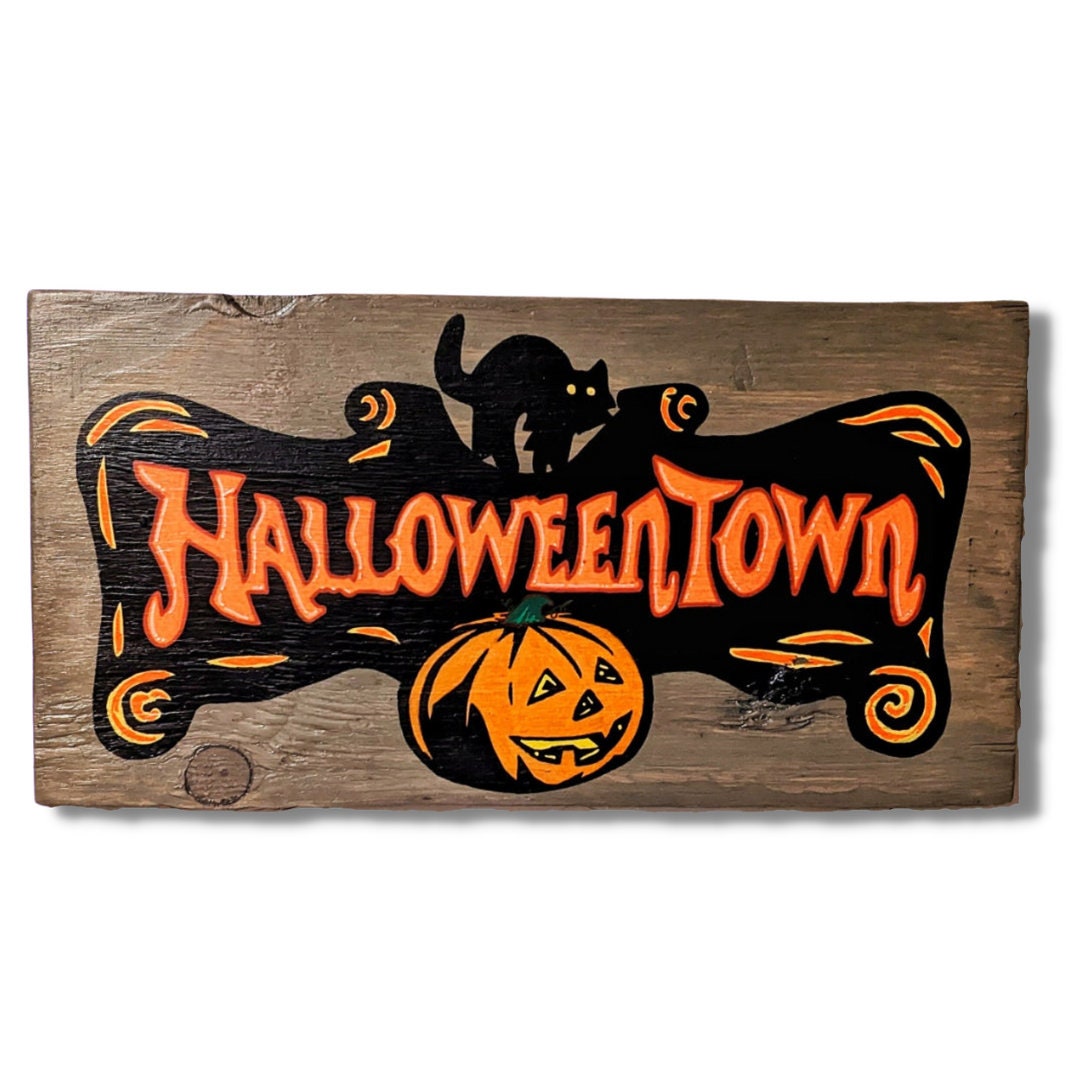 Halloween Town Inspired Handpainted Wooden Sign Etsy