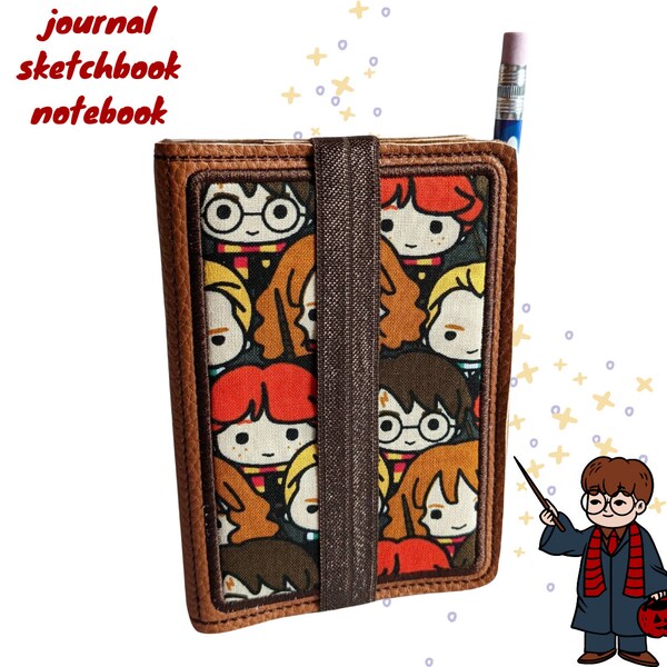 Personalized Harry Wizard inspired Mini Composition Book Cover with Pencil and book