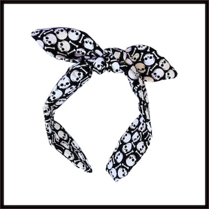 Halloween Skull and Bones Top Knot Headband