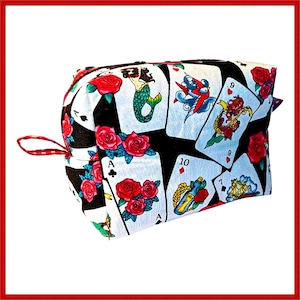 Tattoo Zipper Bag - Cosmetic Bag - Toiletry Bag - Travel Bag - Organizer - Boxy Bag - Dopp kit