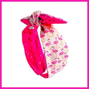 Pink Flamingo Reversible Top Knot Headband Head wrap