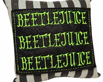 Spooky Green Beetlejuice Guy Embroidered Mini Plush Pillow