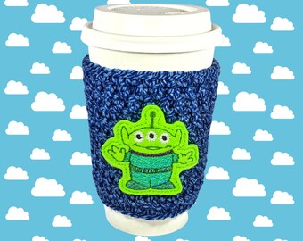 Toy Story inspired Green Alien Crochet Coffee Cozy