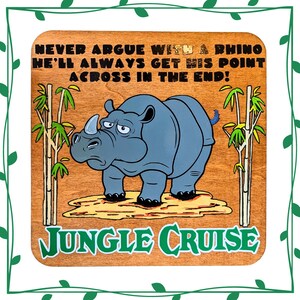 Jungle Cruise Rhino inspired hand-crafted Wooden sign