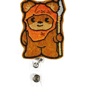 Ewok Inspired Retractable Badge Reel with Clear Vinyl Strap