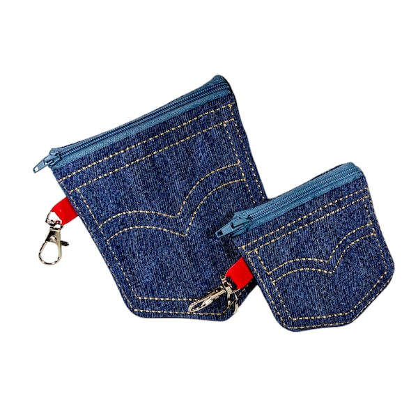 Denim Jeans Back Pocket Zipper Pouch