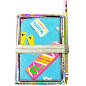 Personalized Back to the Future inspired Mini Composition Book Cover with Pencil and book