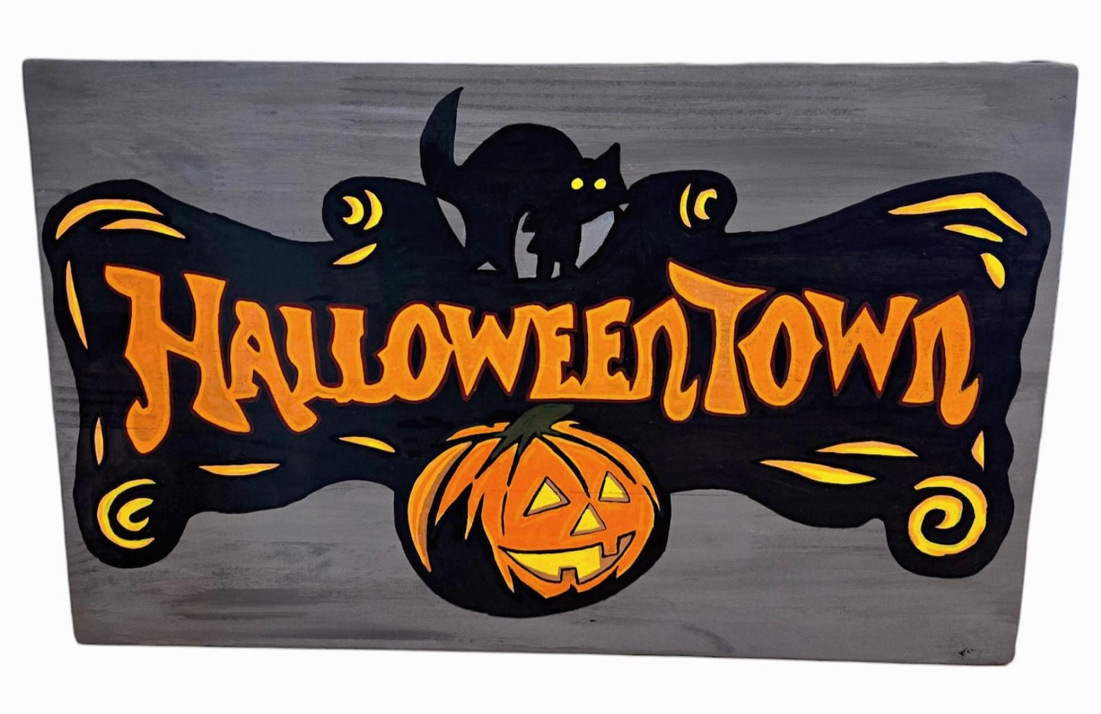 Halloween Town inspired handpainted Wooden sign