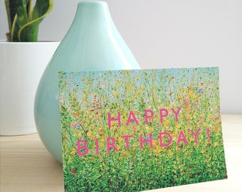 Postkarte 'Happy Birthday' (pink)