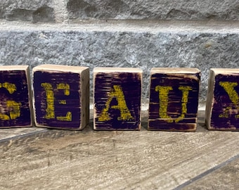 GEAUX Rustic Blocks-Home Decor-Louisiana State University Decor-LSU Decor-LSU Graduation Gift