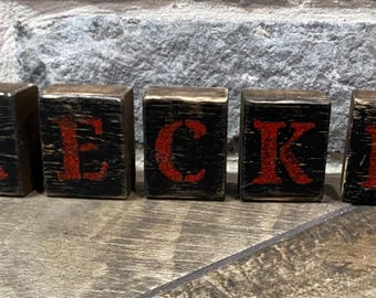 Rustic WRECK EM Blocks: Texas Tech Home Decor