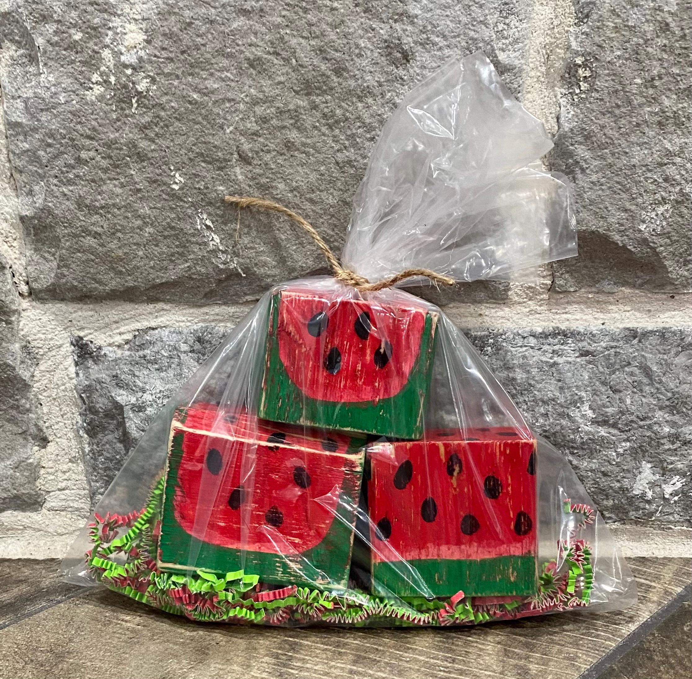 Watermelon Block Set Watermelon Block Trio-watermelon Summer Decor-rustic Watermelon Shelf ...