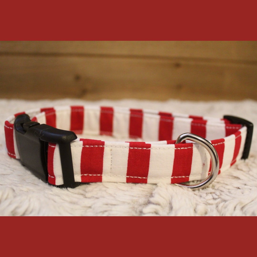 Striped Dog Collar, Candy Cane Dog Collar, Dog Mom Gift, Red and White