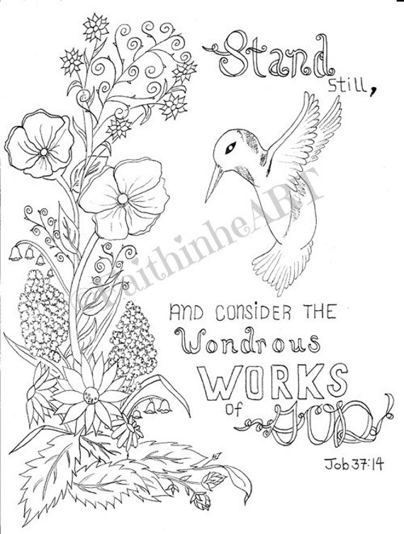 Hand Drawn Job 37:14 Instant Download | Etsy