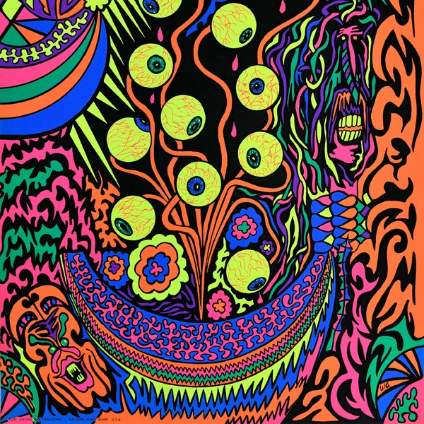 Vintage 1970 NOS Schwarzlicht Poster Augapfel - Home Decor Kunstdruck Original Herren Damen Geburtstag Geschenk Retro MCM Gemälde Drucke Wandkunst