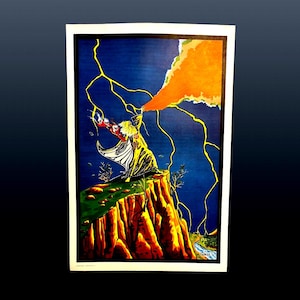 Vintage Original 1971 Poster Art Print "Rock & Roll Wizard" Lithograph Vagabond Creations Dayton Ohio Beautiful Gift Home Decor Wall Hanging