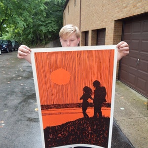 Vintage NOS Original 70's Sunset Poster - Decoración del hogar Impresión de arte Original Hombres Mujeres Regalo de cumpleaños Retro MCM Pintura Impresiones Arte de pared