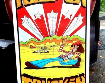 I SAID KEEP ON TRUCKIN' VINTAGE 1970's SILKSCREEN BLACKLIGHT