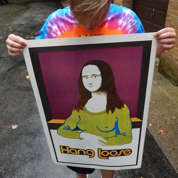 Vintage NOS 1970's Hang Loose Mona Lisa Poster Burn Your Bra Vagabond Creations