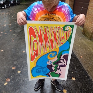 Póster vintage original hippie psicodélico de comunicación, impresión artística para decoración del hogar, regalo de cumpleaños para hombres y mujeres, pintura retro MCM, impresiones, arte de pared