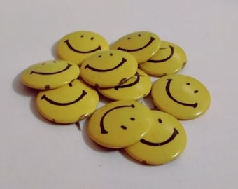 Rare Iconic Vagabond NOS Vintage 70's Lot Of 10 Smiley Pins Pin back Acid House