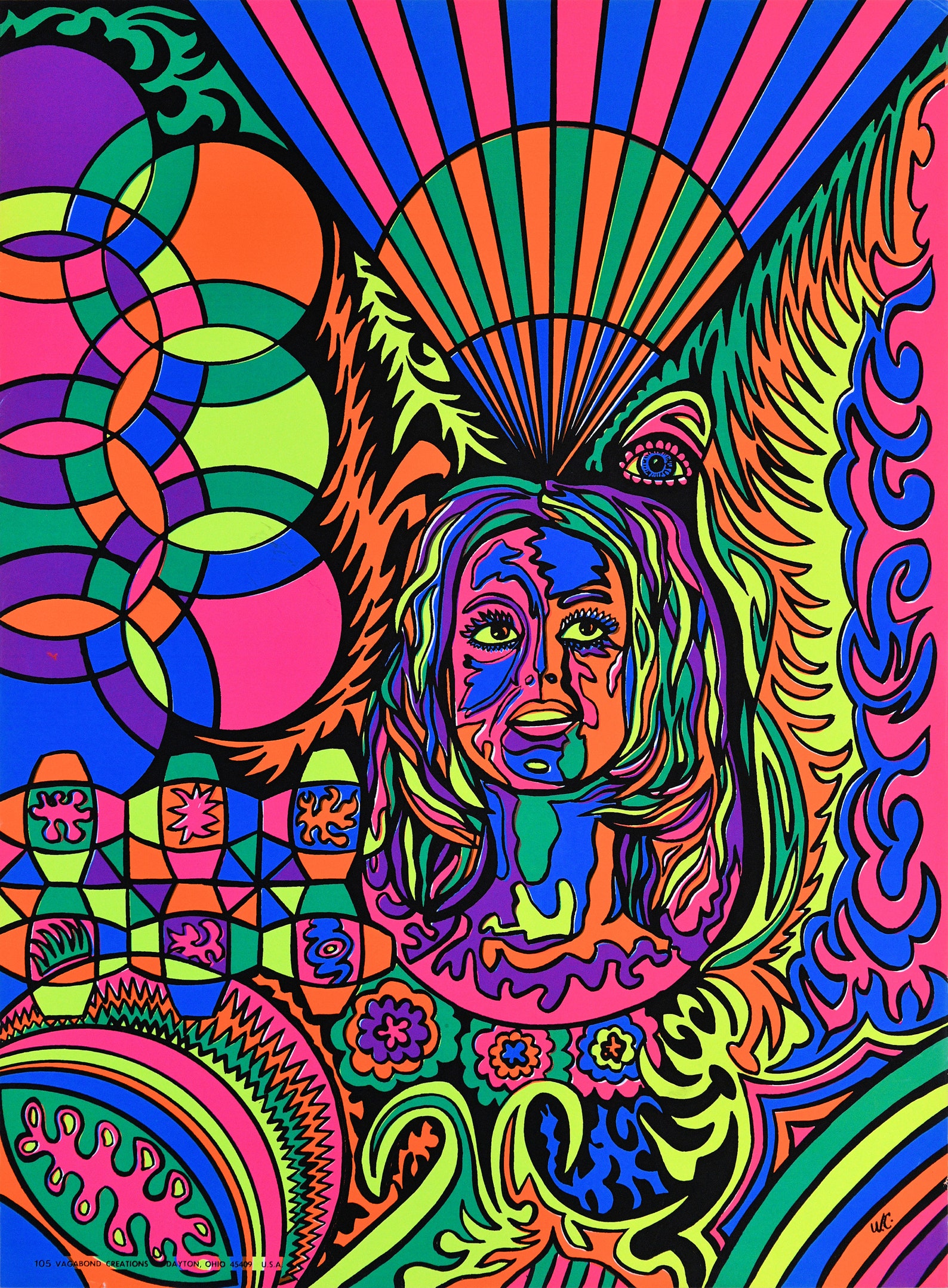 1970 Psychedelic NOS Women's Liberation LIB Black Light image 0.