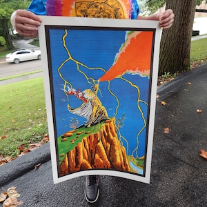 Póster de metal vintage de los años 70 con diseño de mago del rock and roll, impresión artística para decoración del hogar, regalo de cumpleaños original para hombres y mujeres, impresiones de pintura retro MCM, arte de pared