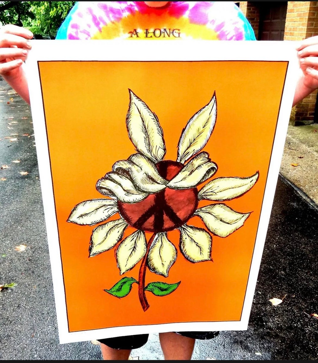 Vintage NOS Sunflower Peace Sign Poster Etsy